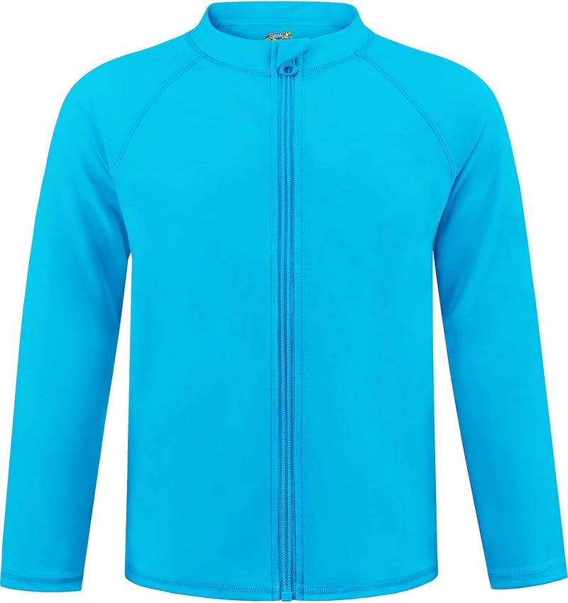 Semois Boys UPF 50+ Rash Guard Toddler Zipper Swim Shirts Long Sleeve Zip Up Sun Protection Rashguard Water Beach Shirts Quick Dry - Image 1